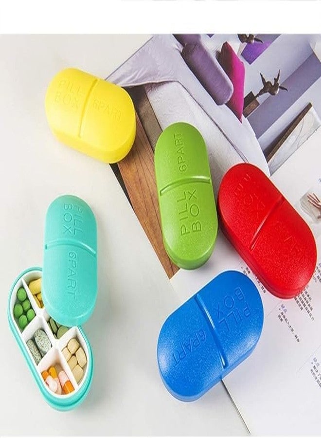 swenrix Medicine Tablet Case 6 Parts Rectangle Shaped Portable Pill Box - Multi Color (3 pill box) - Image 2